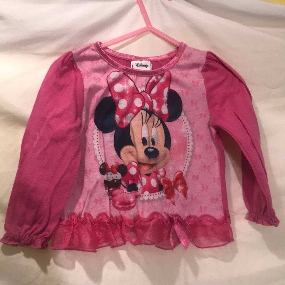 Girls 2T Disney pink ruffly Minnie Mouse shirt